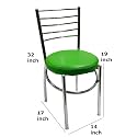 GOYALSON Office Home Study Chair Ergonomic Dining Chair Hotel Restaurant Chair with Steel Chrome Polish and leatherite seat (4, Green)