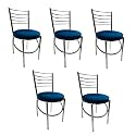 GOYALSON Office Home Study Chair Ergonomic Dining Chair Hotel Restaurant Chair with Steel Chrome Polish and leatherite seat (5, Blue)