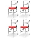 Goyal steel &amp; furniture Steel Dining Chair with Cushion Comfortable Multi-Purpose Chair Heavy Duty for Café, Study, Hostel, Restaurant, Home, Office (4, Red, Standard)