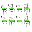 GOYALSON Office Home Study Chair Ergonomic Dining Chair Hotel Restaurant Chair with Steel Chrome Polish and leatherite seat (8, Green)