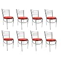 GOYALSON Office Home Study Chair Ergonomic Dining Chair Hotel Restaurant Chair with Steel Chrome Polish and leatherite seat (8, Red)