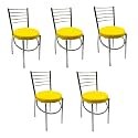 GOYALSON Office Home Study Chair Ergonomic Dining Chair Hotel Restaurant Chair with Steel Chrome Polish and leatherite seat (5, Yellow)