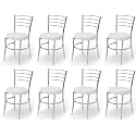 GOYALSON Office Home Study Chair Ergonomic Dining Chair Hotel Restaurant Chair with Steel Chrome Polish and leatherite seat (8, Grey)