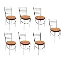 GOYALSON Office Home Study Chair Ergonomic Dining Chair Hotel Restaurant Chair with Steel Chrome Polish and leatherite seat (7, Brown)
