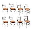 GOYALSON Office Home Study Chair Ergonomic Dining Chair Hotel Restaurant Chair with Steel Chrome Polish and leatherite seat (8, Brown)