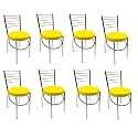 GOYALSON Office Home Study Chair Ergonomic Dining Chair Hotel Restaurant Chair with Steel Chrome Polish and leatherite seat (8, Yellow)