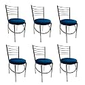 Goyal steel &amp; furniture Office Home Study Ergonomic Dining Chair Hotel Restaurant Chair with Steel Chrome Polish and leatherite seat (6, Blue, Standard)