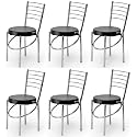 GOYALSON Office Home Study Chair Ergonomic Dining Chair Hotel Restaurant Chair with Steel Chrome Polish and leatherite seat (6, Black)