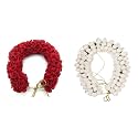 Red &amp; White Artificial Gajra for Hair Bun | Bridal Jasmine Mogra Garland | Traditional Indian Wedding Juda Flowers | Hair Accessories for Women &amp; Girls | Dance &amp; Pooja Wear
