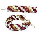 Artificial Flower Gajra Bun Juda Maker | Hair Accessories for Women and Girls | Wedding, Bridal Bun Decoration | White, Maroon, Gold Mix Veni