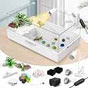 GOZILLA Large Turtle Tank Kit+Water Pump, Acrylic Turtle Tank Starter Kit with Adjustable 5W Water Pump and Two Shower Heads, Multi-Functional Area for Small/Medium Turtles(Large-White Kit)
