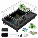 GOZILLA Small Turtle Tank Kit, Acrylic Turtle Starter Kit, Reptile Habitat and Terrarium with Multi-Functional Areas for Small Reptiles.(Black Tank)