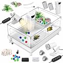 GOZILLA Small Turtle Tank Kit(Tank+Lamp+Filter), Acrylic Turtle Starter Kit with Adjustable Lamp, Reptile Habitat and Terrarium with Multi-Functional Areas for Small Reptiles. (White Kit)