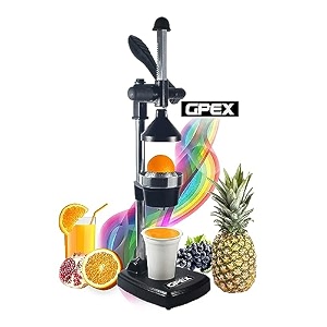 gpex hand press citrus press juicer manual juice machine for instant squeezer for fruits and vegetables - cold press manual juicer black