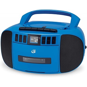 gpx bca209bu portable amfm boombox with cd and cassette player blue