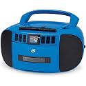 GPX BCA209BU Portable Am/FM Boombox with CD and Cassette Player, Blue