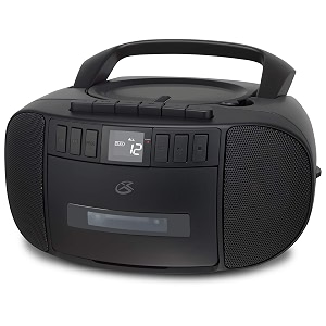 gpx bca209b portable amfm boombox with cd and cassette player black