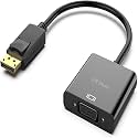 DisplayPort (DP) to VGA Adapter, Gold-Plated DisplayPort to VGA Adapter (Male to Female) Compatible with Computer, Desktop, Laptop, PC, Monitor, Projector. Black.