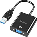 US-B to VGA Adapters,US-B 3.0/2.0 to VGA Adapter Multi-Display Video Converter- PC Laptop Windows XP 7/8/8.1/10,Desktop, Laptop, PC, Monitor, Projector, HDTV. (US-B to VGA Adapter)