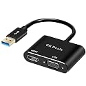 USB to HDMI VGA Adapter, USB 3.0 to HDMI Converter 1080P HDTV and VGA Sync Output Support Windows 10/8/7 Only. Black.