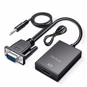 vga to hdmi adapter with 35mm audio amp power port 1080p vga male to hdmi female converter for pc laptop monitor projector plug amp play video converter with audio supportblack