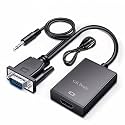 VGA to HDMI Adapter with 3.5mm Audio &amp; Power Port, 1080p VGA Male to HDMI Female Converter for PC, Laptop, Monitor, Projector, Plug &amp; Play Video Converter with Audio Support.(Black)
