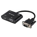VGA to HDMI VGA Adapter, VGAsplitter, HDMI VGA 2 Out Converter with Charging Cable and 3.5mm Audio Cable for Computer, Desktop, Laptop, PC, Monitor, Projector and More. (Black).