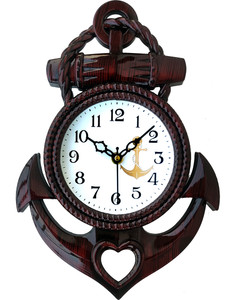grabbasket analog 31 cm x 24 cm wall clock brown black with glass standard