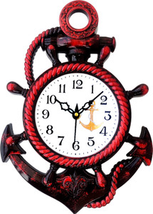 grabbasket analog 31 cm x 24 cm wall clock red black with glass standard