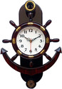 GrabBasket Analog 38 cm X 26 cm Wall Clock (Gold, With Glass, Pendulum)
