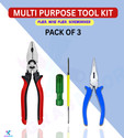 GrabMoor BK3O 8 Lineman Plier 2in1 Screwdriver Nose Plier for Multipurpose Use Hand Tool Kit