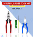 GrabMoor BK3P 8 Lineman Plier 2in1 Screwdriver Nose Plier for Multipurpose Use Hand Tool Kit