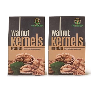 grabpure pure and natural chilean walnut kernals  high in anti-oxidants  akhrot dry fruits- 500 grams 250g  pack of 2