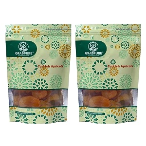 grabpure premium turkish apricots edible apricots dry fruits  200g each pack of 2