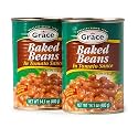 Grace Baked Beans 14oz - 2 Pack Canned Baked Beans - Source of Plant Based Protein &amp; Fiber, Gluten Free, Low Fat