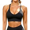 Grace Form Sports Bra for Women Strappy Medium Support Push Up Padded Sports Bra for Running Workout Bra Yoga Bra