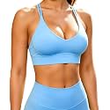 Grace Form Sports Bra for Women Strappy Medium Support Push Up Padded Sports Bra for Running Workout Bra Yoga Bra
