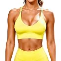 Grace Form Sports Bra for Women Strappy Medium Support Push Up Padded Sports Bra for Running Workout Bra Yoga Bra