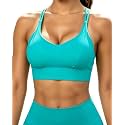 Grace Form Sports Bra for Women Strappy Medium Support Push Up Padded Sports Bra for Running Workout Bra Yoga Bra
