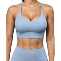 Grace Form Sports Bra for Women Strappy Medium Support Push Up Padded Sports Bra for Running Workout Bra Yoga Bra