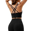 Grace Form Sports Bra for Women Strappy Medium Support Push Up Padded Sports Bra for Running Workout Bra Yoga Bra
