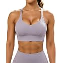 Grace Form Sports Bra for Women Strappy Medium Support Push Up Padded Sports Bra for Running Workout Bra Yoga Bra