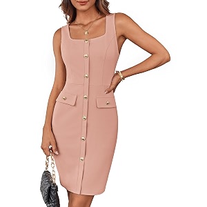 GRACE KARIN 2025 Womens Buttons Belted Square