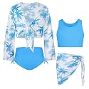 GRACE KARIN Girls 4 Piece Tankini Bikini Swimsuit Bathing Suit Size 7-14