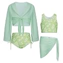 GRACE KARIN Girls 4 Piece Tankini Bikini Swimsuit Bathing Suit Size 7-14