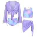 GRACE KARIN Girls 4 Piece Tankini Bikini Swimsuit Bathing Suit Size 7-14