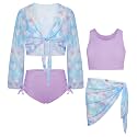 GRACE KARIN Girls 4 Piece Tankini Bikini Swimsuit Bathing Suit Size 7-14