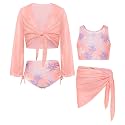 GRACE KARIN Girls 4 Piece Tankini Bikini Swimsuit Bathing Suit Size 7-14