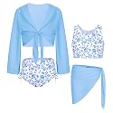 GRACE KARIN Girls 4 Piece Tankini Bikini Swimsuit Bathing Suit Size 7-14