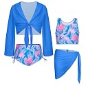 GRACE KARIN Girls 4 Piece Tankini Bikini Swimsuit Bathing Suit Size 7-14